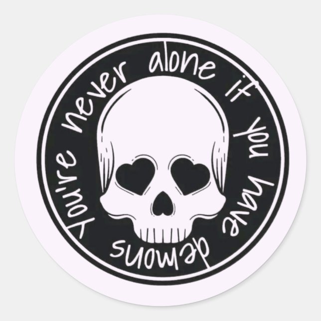 Sticker Rond Résumez vos démons intérieurs (Devant)