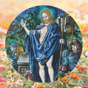 Sticker Rond Résurrection religieuse catholique de Pâques