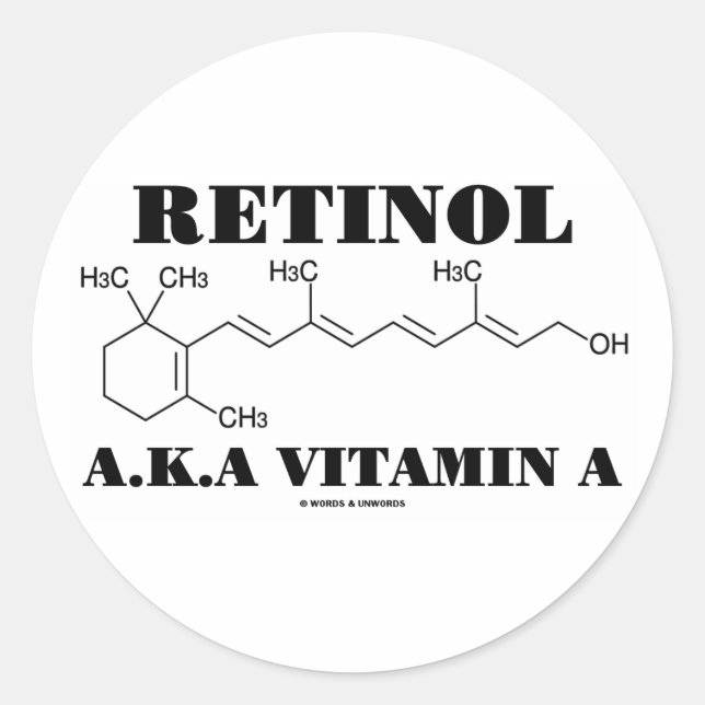 Sticker Rond Retinol A.K.A. Vitamine A (Molécule de Retraite) (Devant)