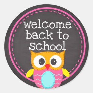 Sticker Rond Retour à la chouette de l'école