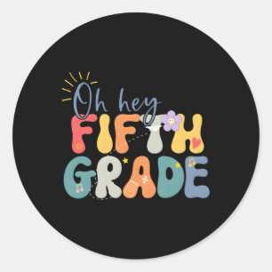 Sticker Rond Retour À L'École Bonjour Enseignant De Cinquième A