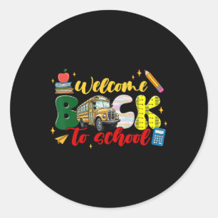 Sticker Rond Retour À L'École Chemise Fun Clroom Professeur Ou