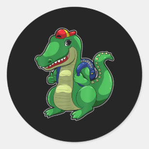 Sticker Rond Retour à l'école Crocodile Mignon Drôle Croc Carta