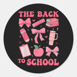 Sticker Rond Retour à l'école édition livre crayon nœud papillo