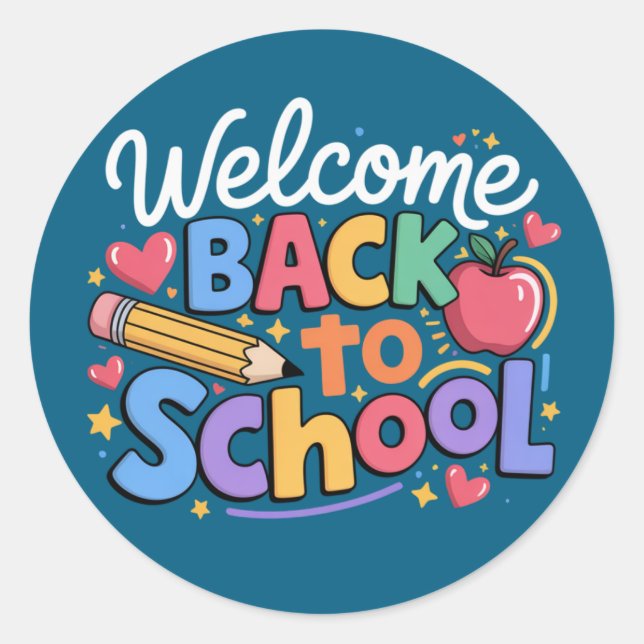 Sticker Rond Retour à l'école Enseignant Premier jour de l'écol (Devant)
