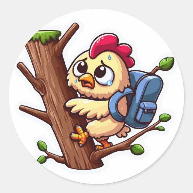 Sticker Rond Retour À L'École - Escalpeuse De Poulet Anxieux (Devant)