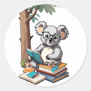 Sticker Rond Retour à l'école Koala - Studious personnage de de
