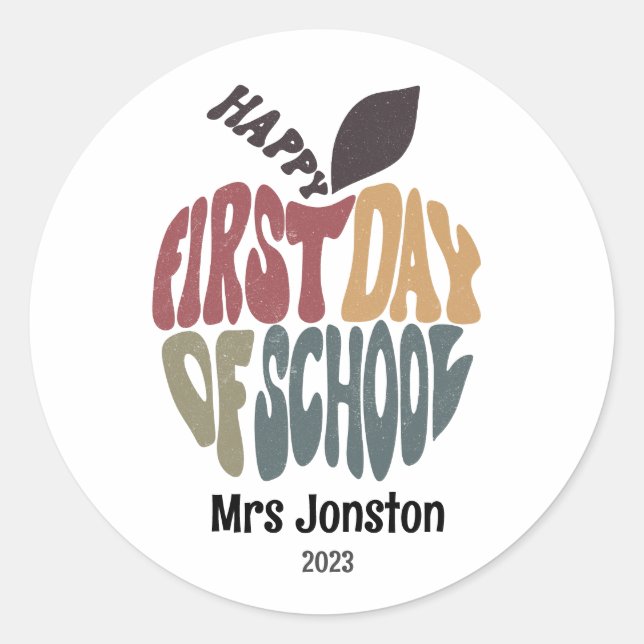 Sticker Rond Retour à l'école Premier jour enseignant Classe Ap (Devant)