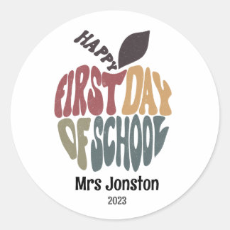 Sticker Rond Retour à l'école Premier jour enseignant Classe Ap
