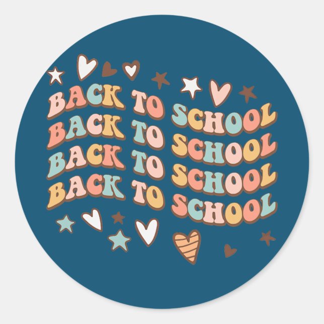 Sticker Rond Retour à l'école rétro super enseignant étudiant (Devant)