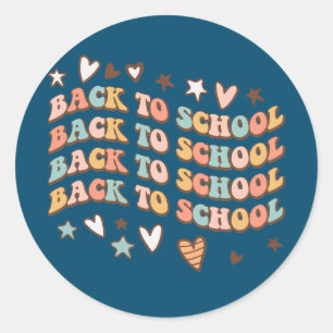 Sticker Rond Retour à l'école rétro super enseignant étudiant