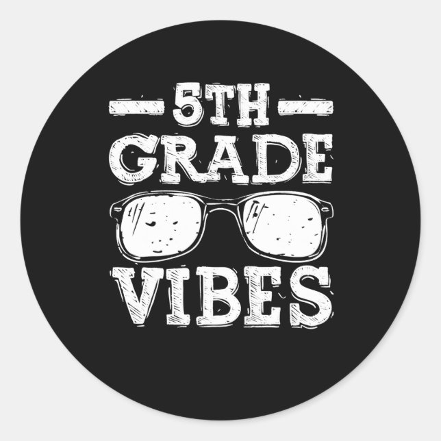 Sticker Rond Retour à l'école Vibes de 5e année (Devant)