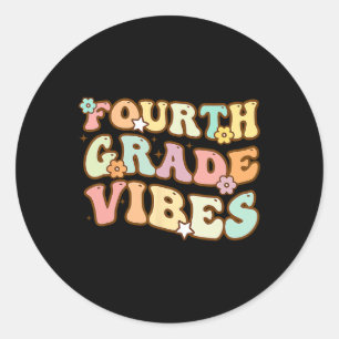Sticker Rond Retour À L'École Vibes De Quatrième Année Étudiant