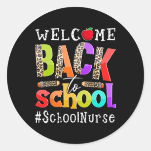 Sticker Rond Retour À L'Infirmière D'École Premier Jour De L'Éc