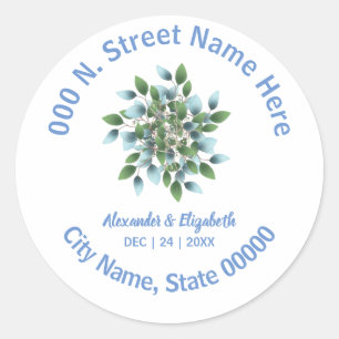Sticker Rond Retour Adresse Classic Eucalyptus Green