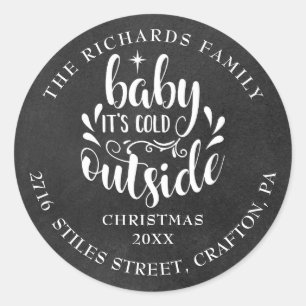 Sticker Rond Retour Adresse Noël Boho Chalkboard