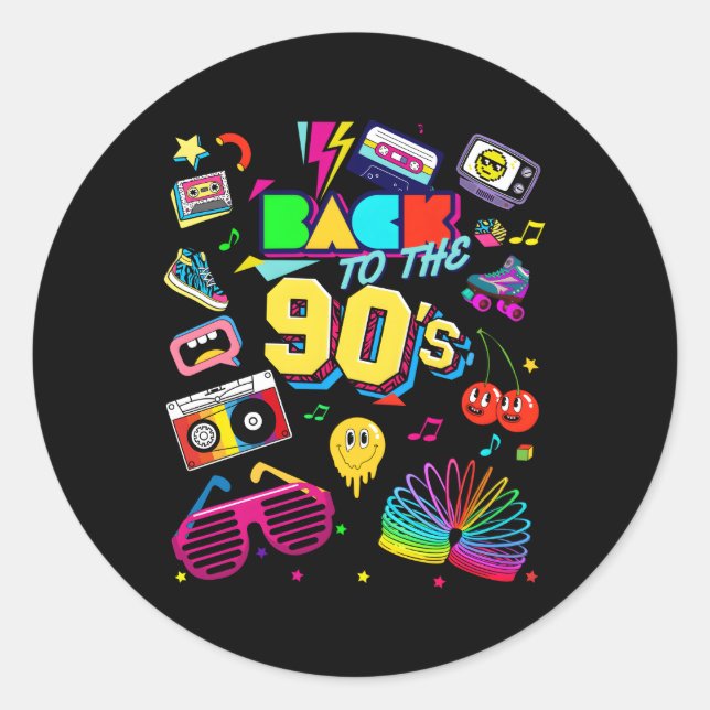 Sticker Rond Retour Aux Années 90 (Devant)