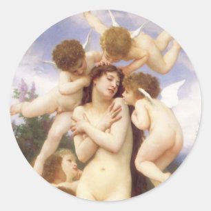 Sticker Rond Retour du printemps (Le Printemps) par Bouguereau