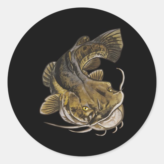 Sticker Rond Retour Imprimer Catfish Fisher Catfish (Devant)