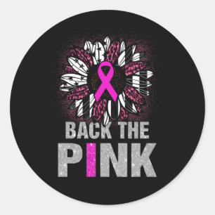 Sticker Rond Retour Ruban rose Tournesol Drapeau Cancer du sein