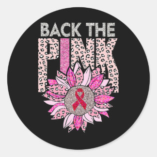 Sticker Rond Retour Tournesol rose Léopard Cancer du sein Awar