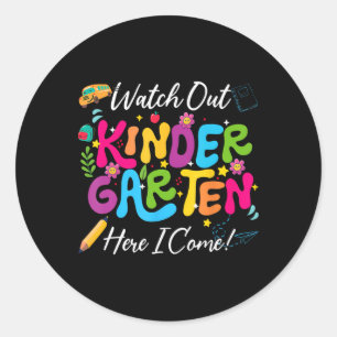 Sticker Rond Retourner À L'École Suivre Le Jardin D'Enfants Ici