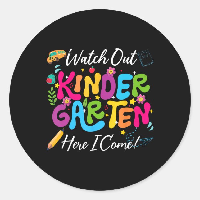 Sticker Rond Retourner À L'École Suivre Le Jardin D'Enfants Ici (Devant)