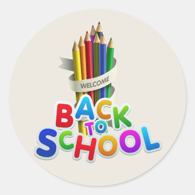 Sticker Rond Retourner au texte de l'école (Devant)