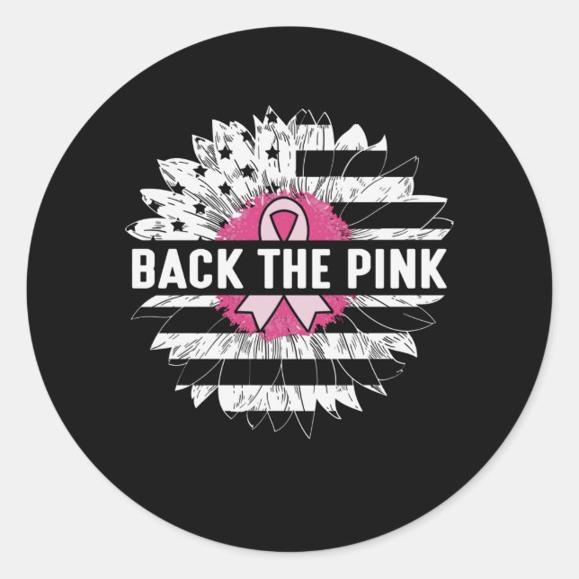 Sticker Rond Retourner La Fleur Rose Daisy Sensibilisation au c (Devant)