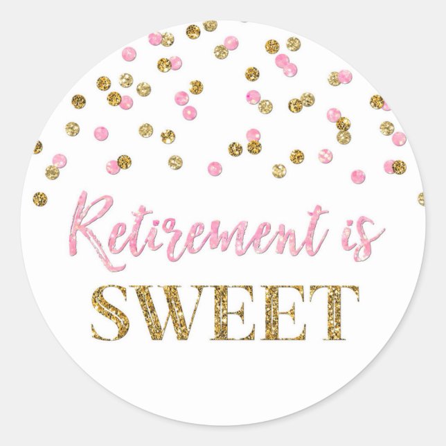 Sticker Rond Retraite Confetti en or rose clair est doux (Devant)