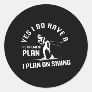 Sticker Rond Retraite drôle de ski 