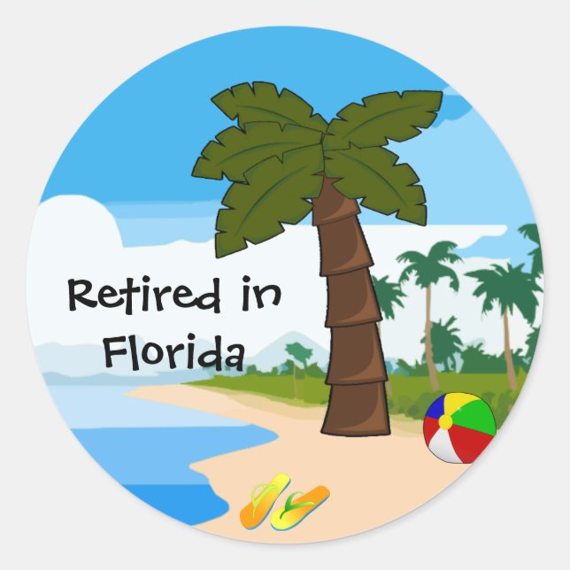 Sticker Rond Retraité en Floride (Devant)