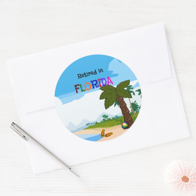 Sticker Rond Retraité en Floride (Enveloppe)