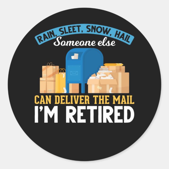 Sticker Rond Retraité Mailman Postal Worker Retraité (Devant)
