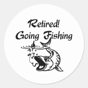 Sticker Rond Retraité Pêche à l'Anglaise Texte Noir