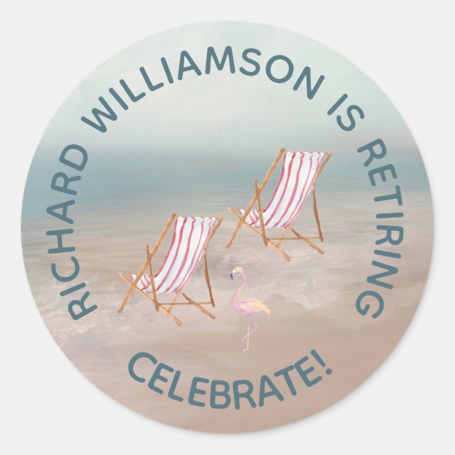 Sticker Rond Retraite Plage Thématique Fête Personnaliser (Devant)