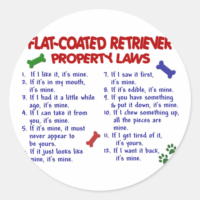 Sticker Rond RETRIEVER PLAT COATED Lois sur les propriétés 2 (Devant)