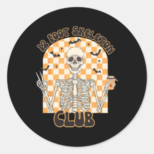 Sticker Rond Retro 12 pieds Skeleton Club Halloween Enfants Tri