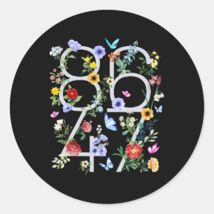 Sticker Rond Retro 8647 Trump subtil 86 47 Floral Boho Style