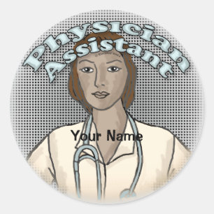 Sticker Rond Retro Afro Femme Physician Assistant Nom personnal