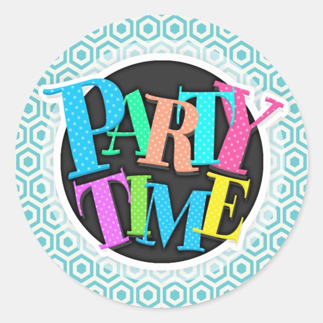 Sticker Rond Retro Aqua Blue Honeypeb (Devant)
