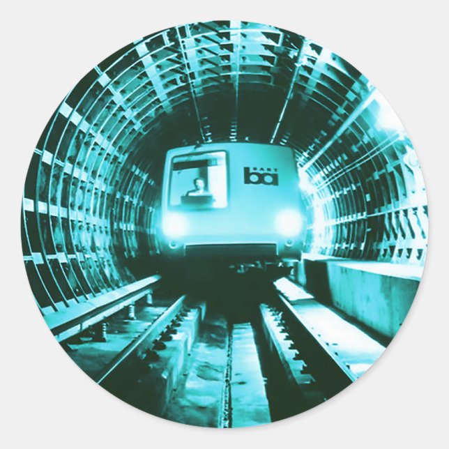 Sticker Rond Retro Bart Train in the Transbay tunnel (Devant)