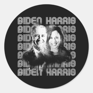 Sticker Rond Retro Biden Harris Pride