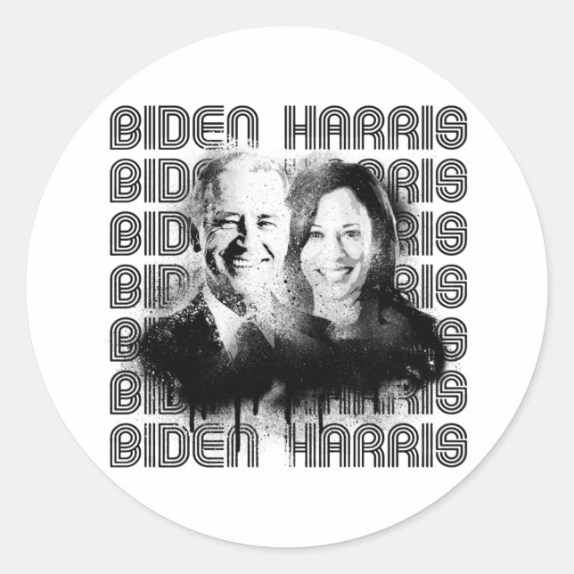 Sticker Rond Retro Biden Harris Pride (Devant)