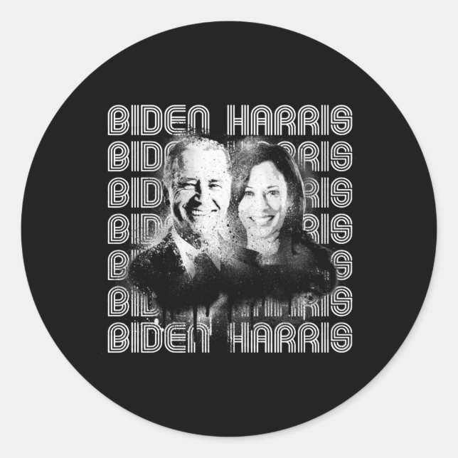 Sticker Rond Retro Biden Harris Pride (Devant)