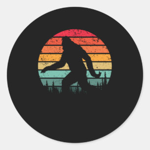 Sticker Rond Retro Bigfoot Silhouette Soleil Croyez ! 80' origi