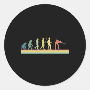 Sticker Rond Retro Billiards Human Evolution Lover Pool Cadeau 