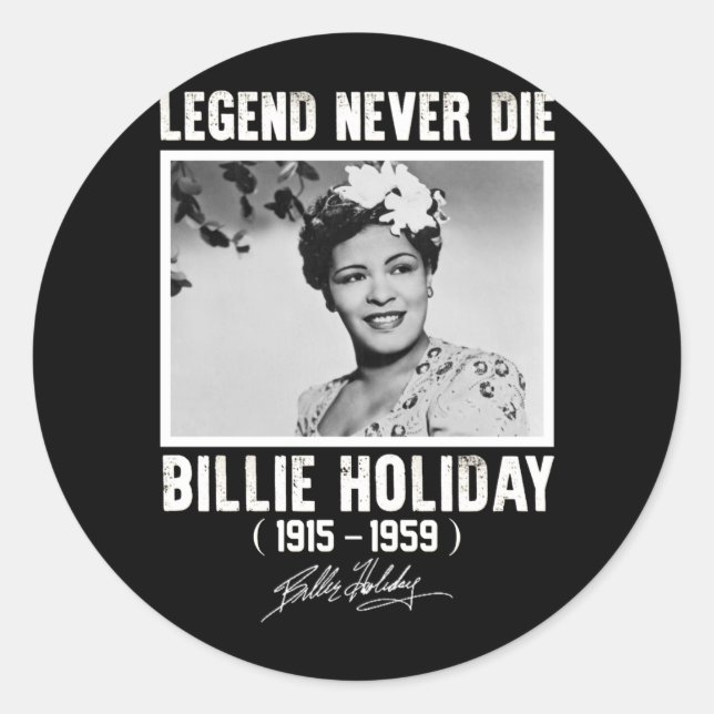 Sticker Rond Retro Billie Vacances Signature Légendes Jamais Mo (Devant)