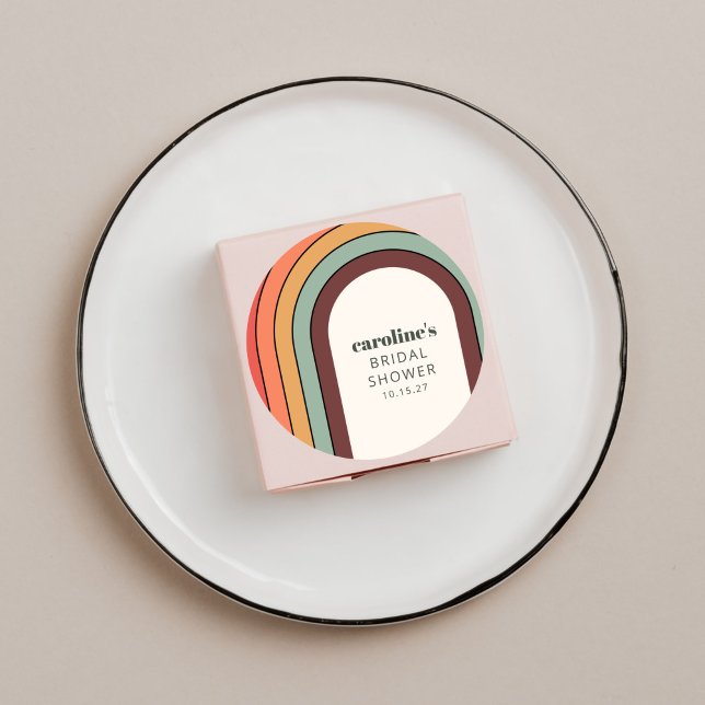 Sticker Rond Rétro bohème arc-en-ciel personnalisé pour enterre (Créateur téléchargé)