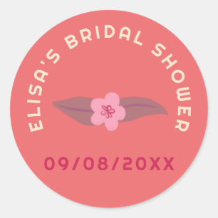 Sticker Rond Rétro Bohème Fleurie Personnalisée Fête de Mariage